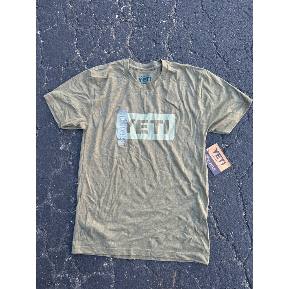 Yeti T-Shirt Mens Size Small Army Green Short Sleeve Logo Graphic Tee NWT